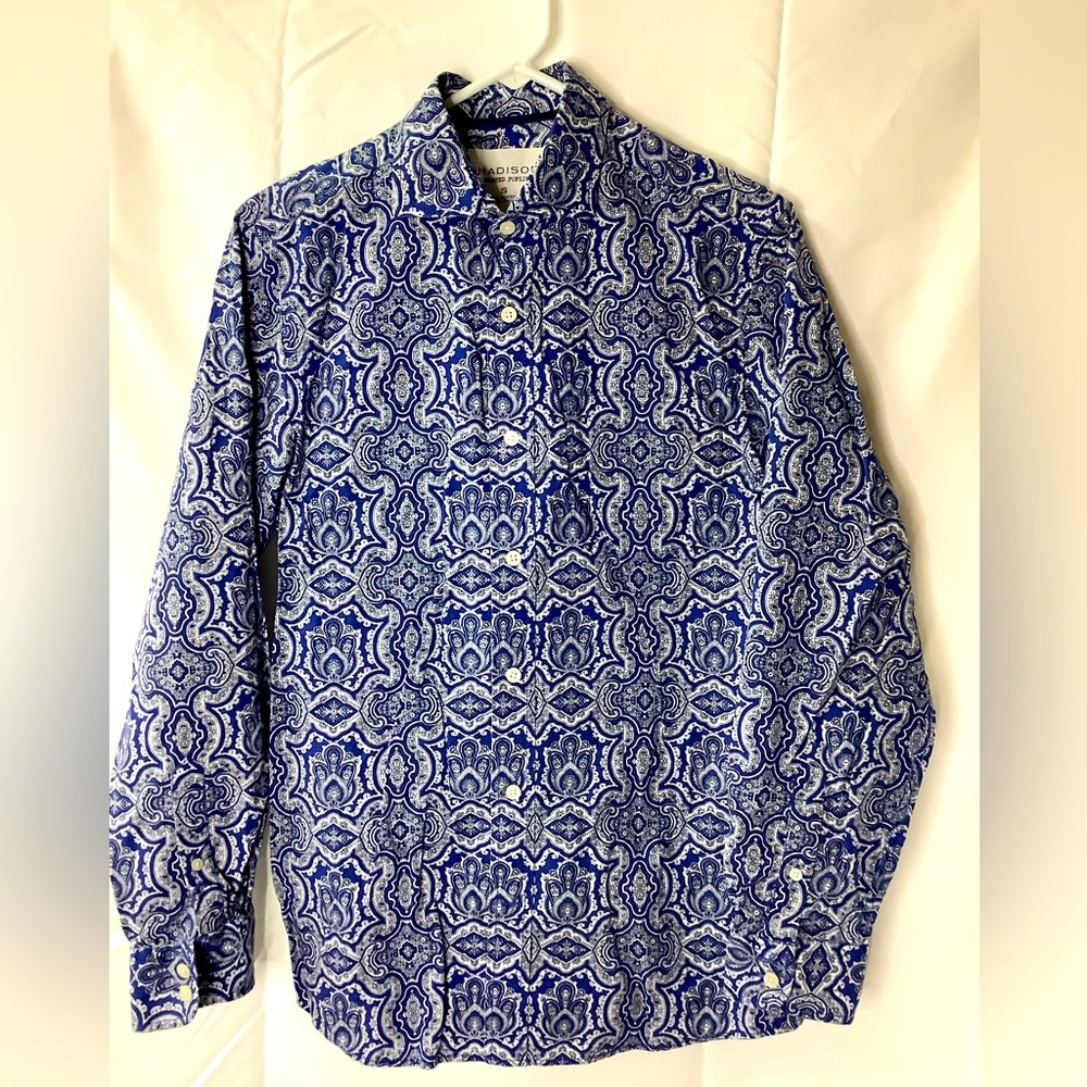 Men’s Madison Washed Poplin Long Sleeve Shirt, Size Small